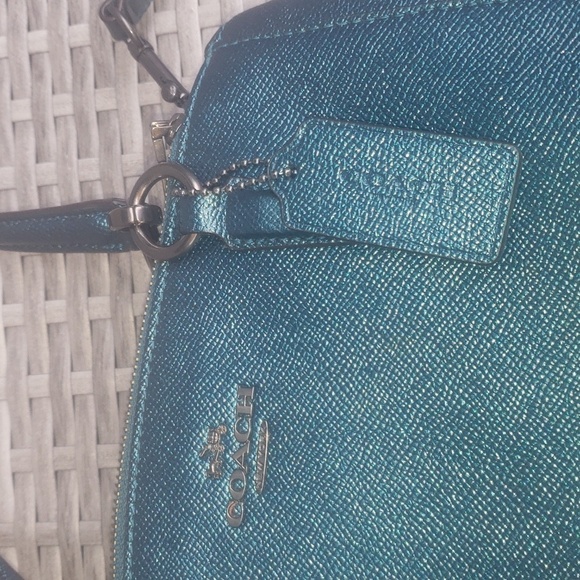 ❤COACH Metallic Teal Crossbody Bag EUC - Picture 8 of 12